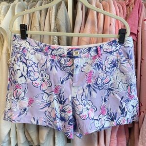 Lilly Pulitzer Lavender Trunks in the Air Elephant Print Callahan Shorts